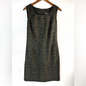 Snake Print Y2K 8 Workwear Sleeveless Fitted Shift Mini Dress - Olive